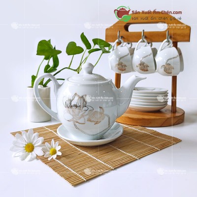 Bộ trà dáng minh long hoa mẫu đơn - Công Ty ấm Chén Sáng Tạo - Sanxuatamchen.com